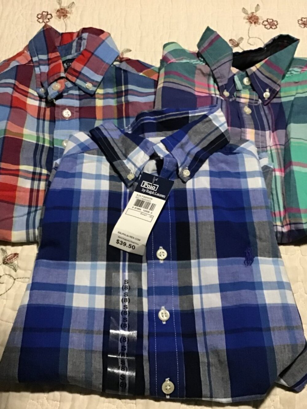 Lot of Boy's Ralph Lauren Size 8 Short Sleeve Plaid Button Down Shirts--Great